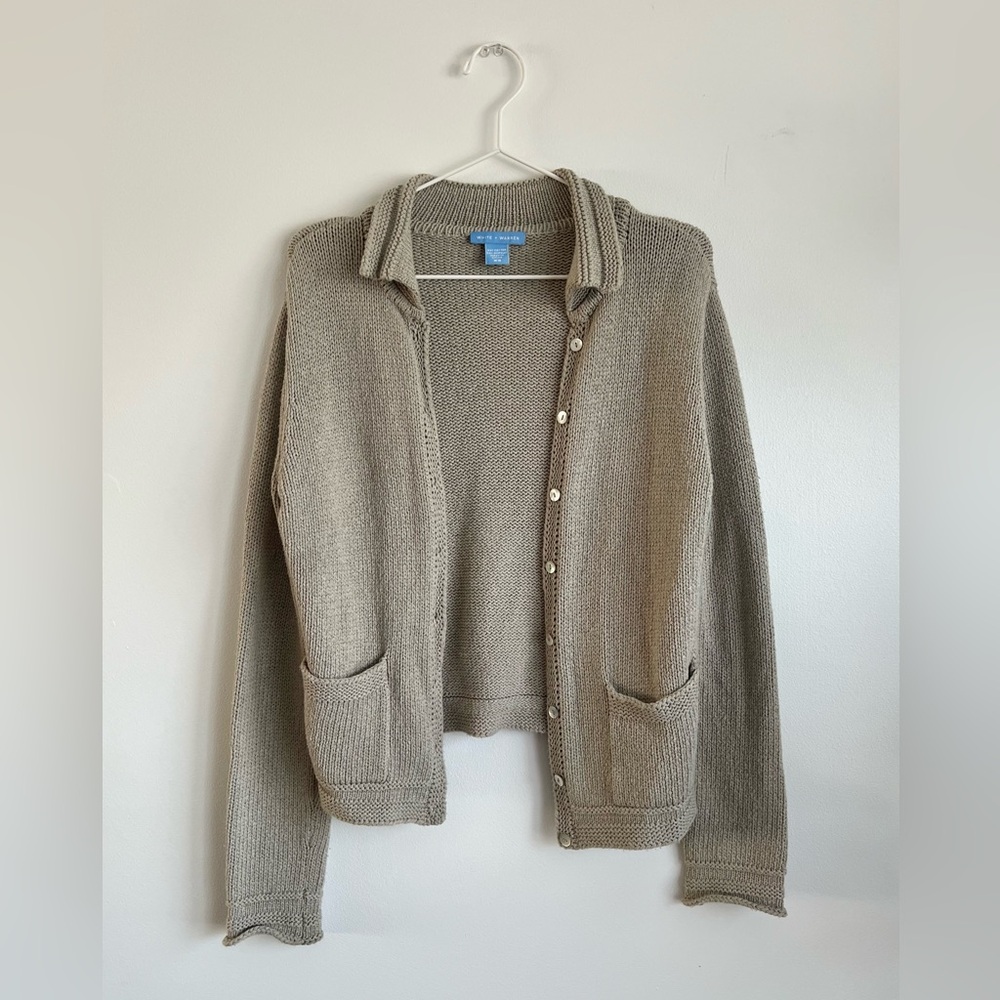 White + Warren - Knitted Button Up Cardigan